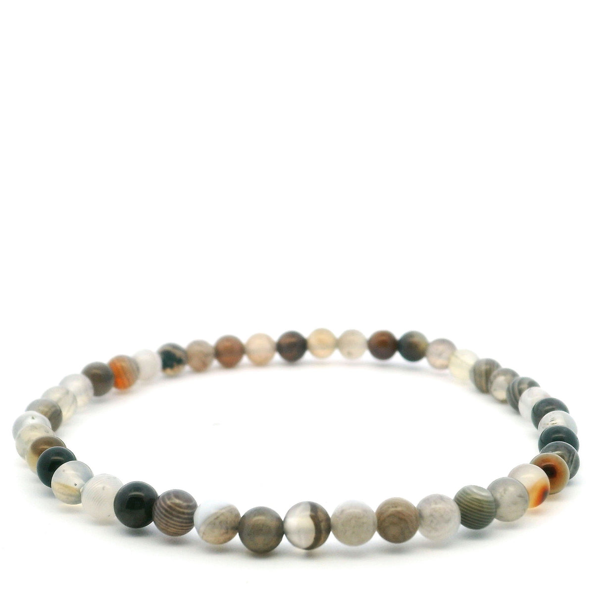 View of Botswana Agate Beaded Bracelet - 4mm Rounds