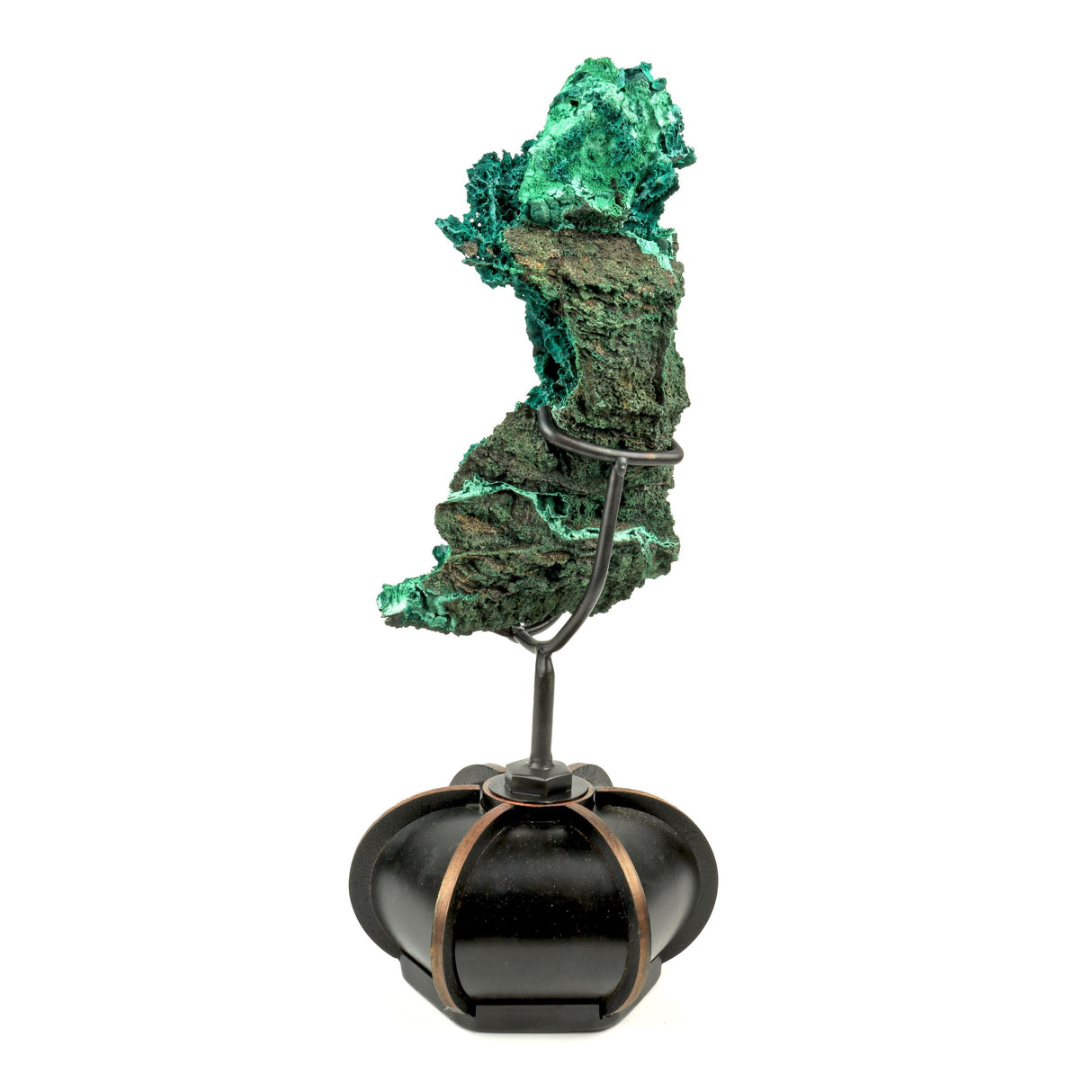 Chrysocolla Malachite Specimen with Porous Formation on Custom Pumpkin Stand