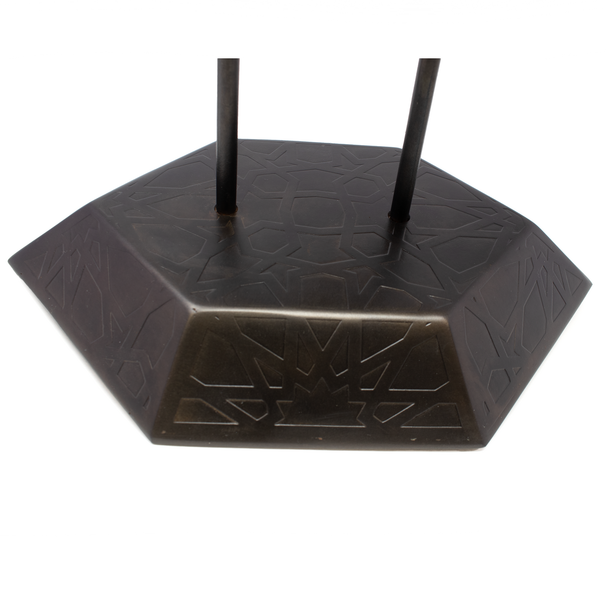 Blue Barite Crystal Specimen from Morocco on Etched Spinning Metal Stand - Hexagon