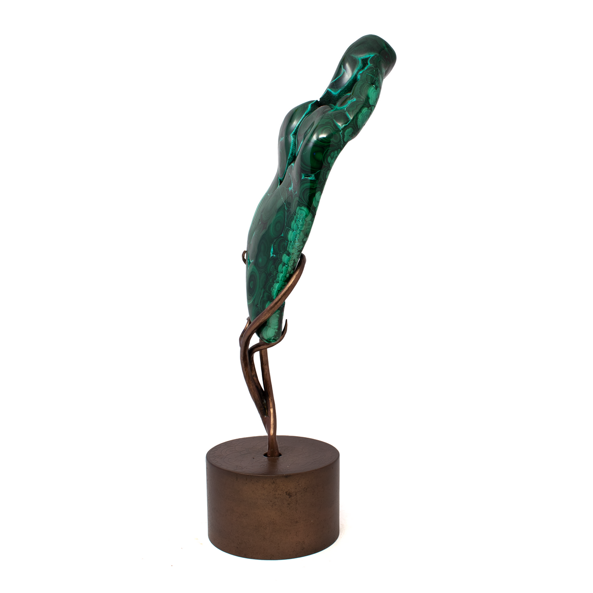 Chrysocolla Malachite On Custom Etched Spinning Stand