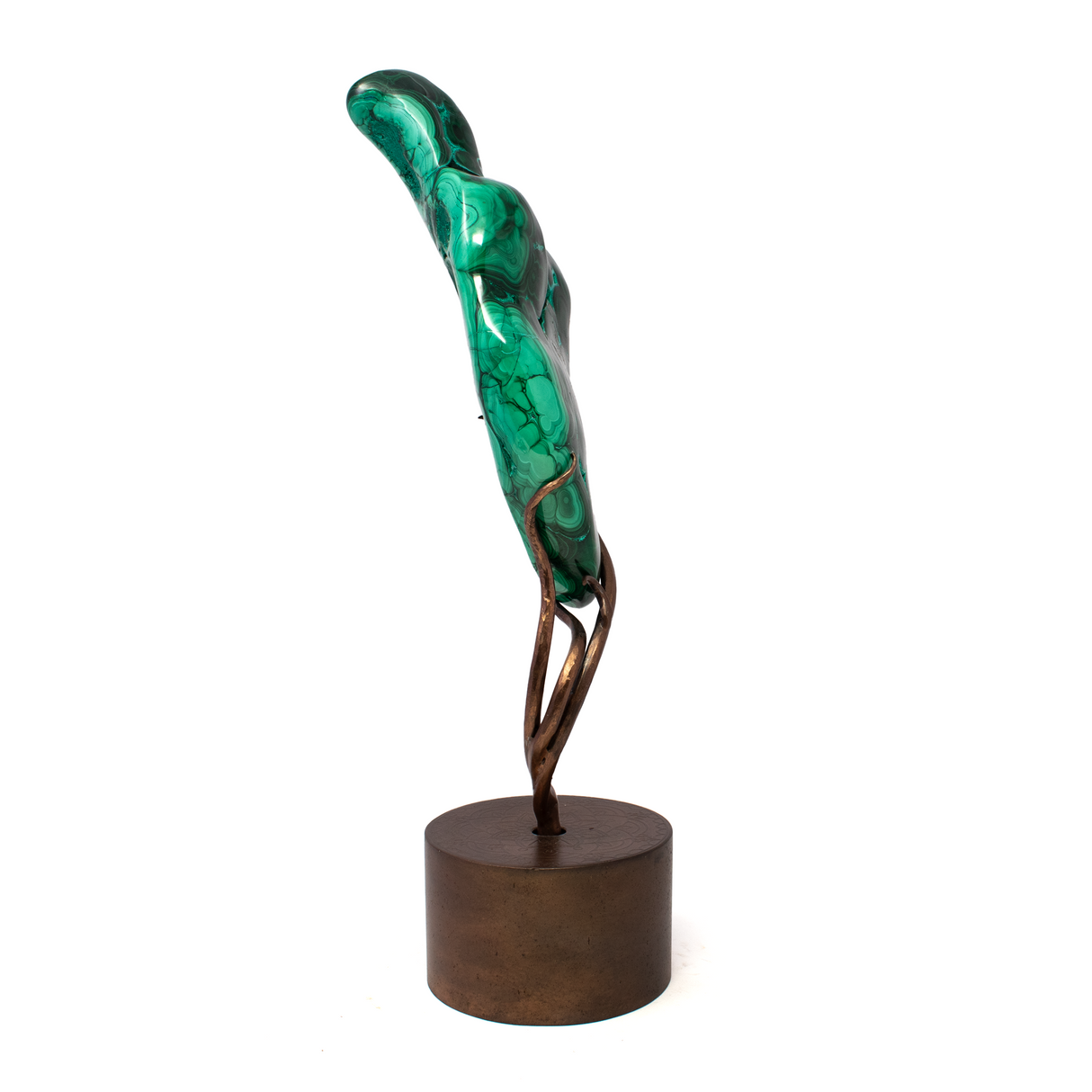Chrysocolla Malachite On Custom Etched Spinning Stand