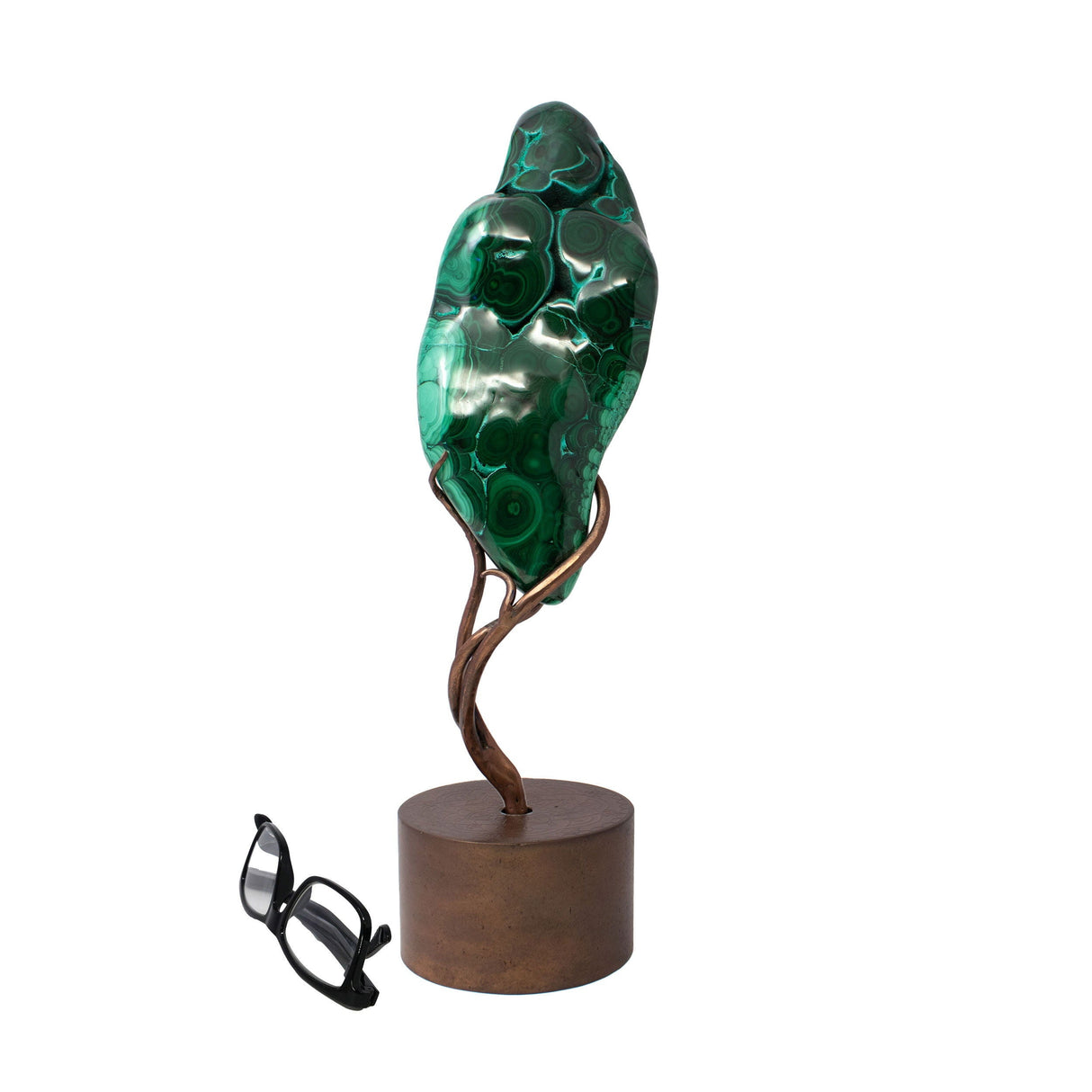 Chrysocolla Malachite On Custom Etched Spinning Stand