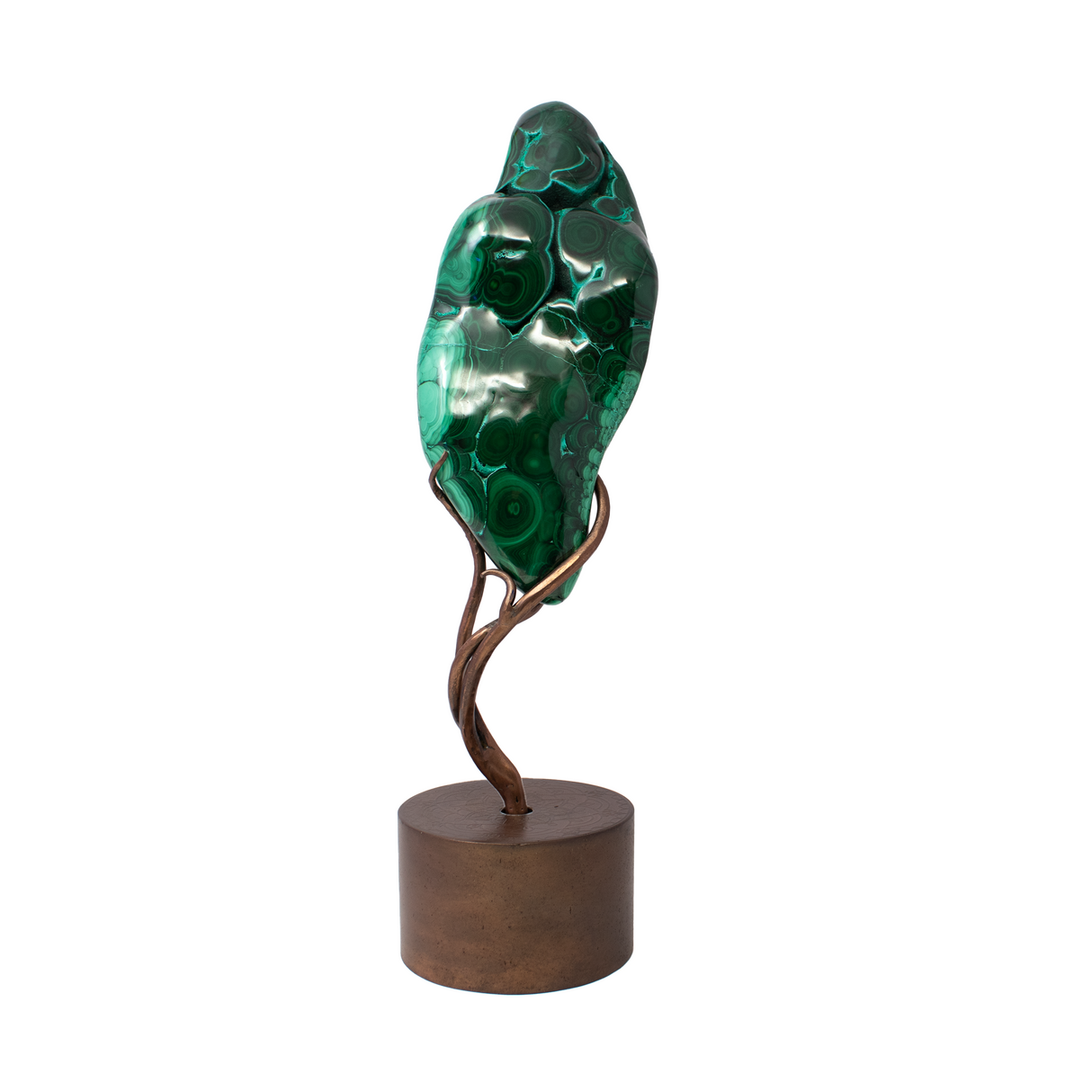 Chrysocolla Malachite On Custom Etched Spinning Stand