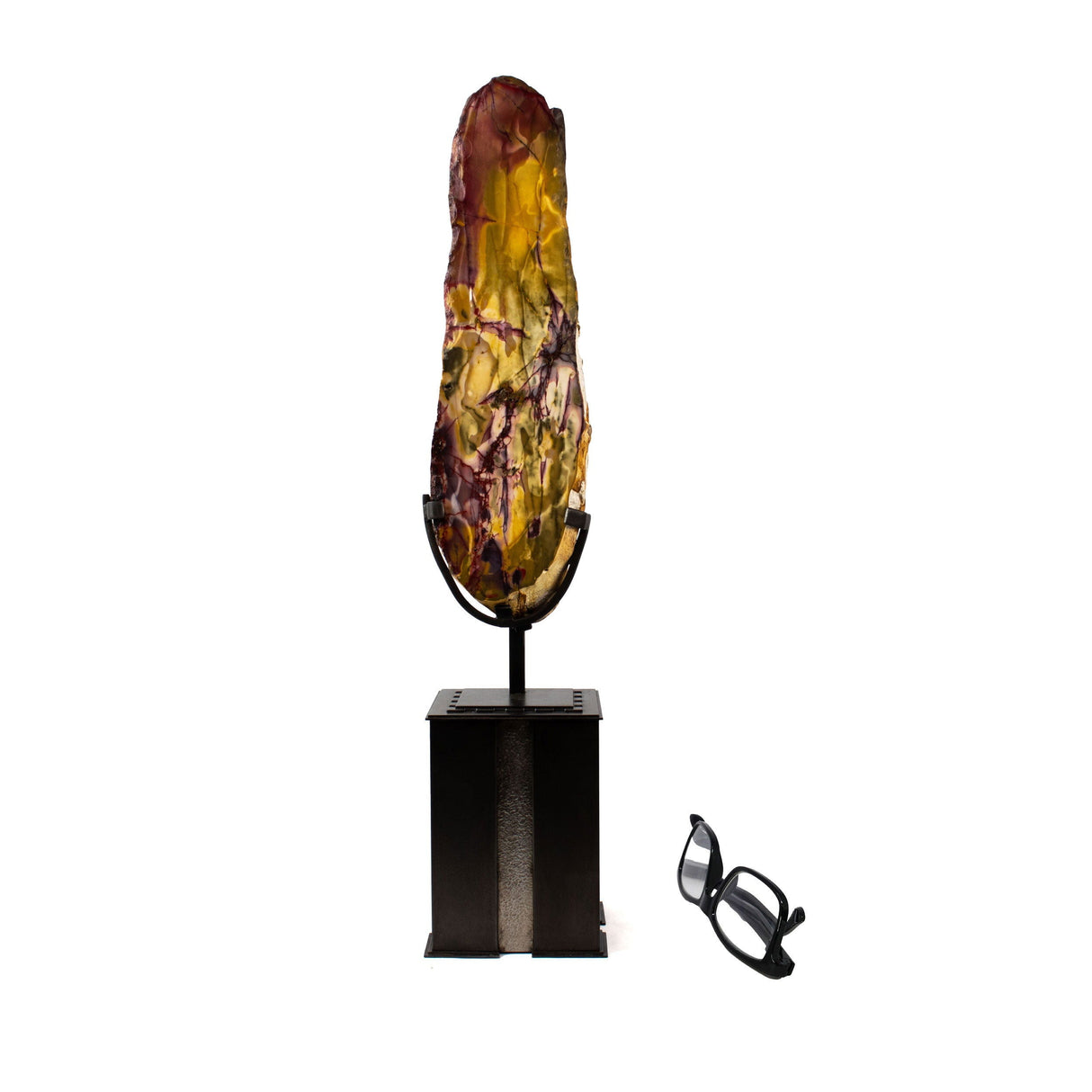 Mookaite End Cut on Custom Design Art Deco Stand - Elongated on Square Base