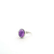 View of Amethyst Ring - Oval Cabochon Bezel Set in Simple 925 Sterling Silver sz5