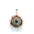 View of Amethyst Stalactite Slice Pendant - Very Light Stalactite with Red & Brown & Light Gray Center Circles Prong Set in Simple 925 Sterling Silver