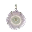 View of Amethyst Stalactite Slice Pendant - Light Purple Stalactite with East-West Oval Beige & White Center Eye Prong Set in Simple 925 Sterling Silver