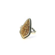 View of Specular Pyrite Ring - Rounded Kite Bezel Set with Rope Detail & Side Wishbone Design in 925 Sterling Silver sz5