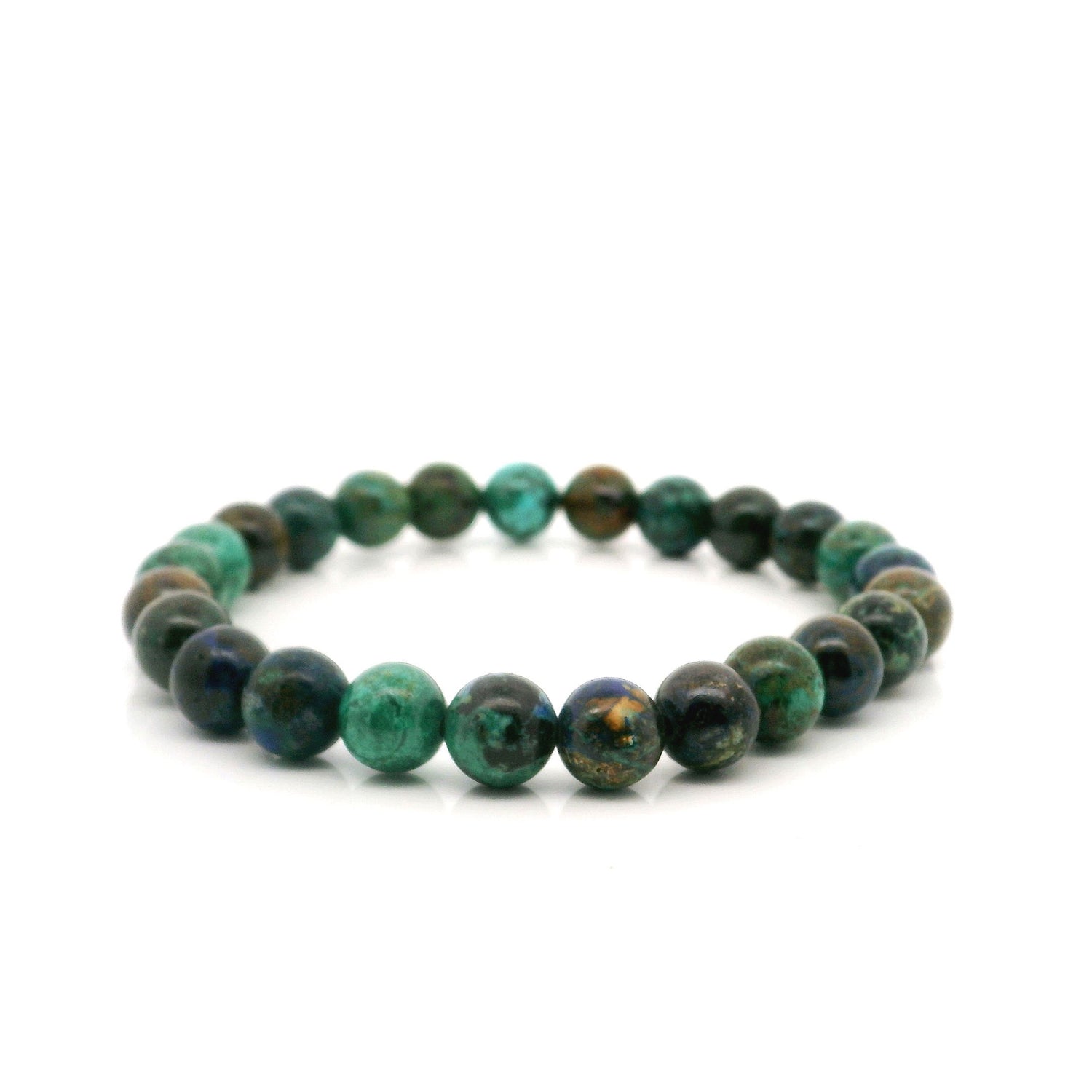 View of Chrysocolla Beaded Bracelet - 7mm Rounds