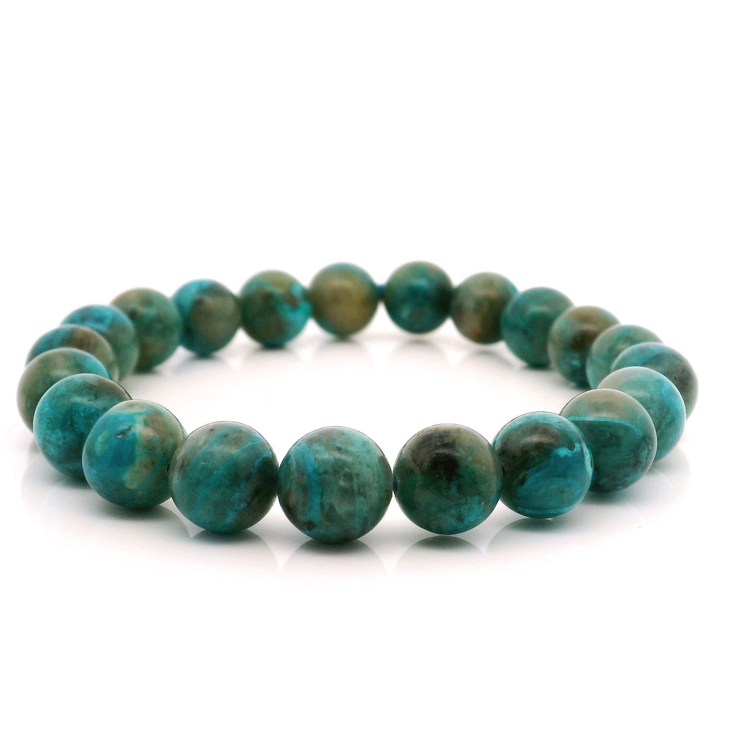 View of Chrysocolla Beaded Bracelet - 9mm Rounds