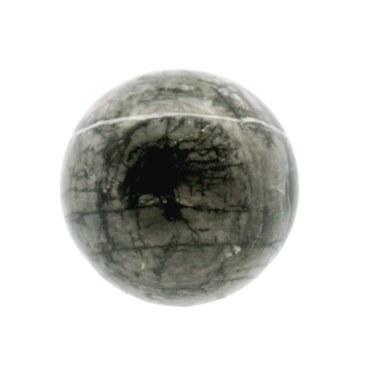 View of Orthoceras Fossil Sphere with Lucite Ring Stand