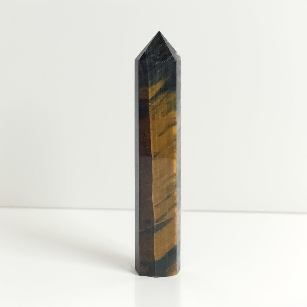 View of A+ Blue & Yellow Tigers Eye Tower Obelisk