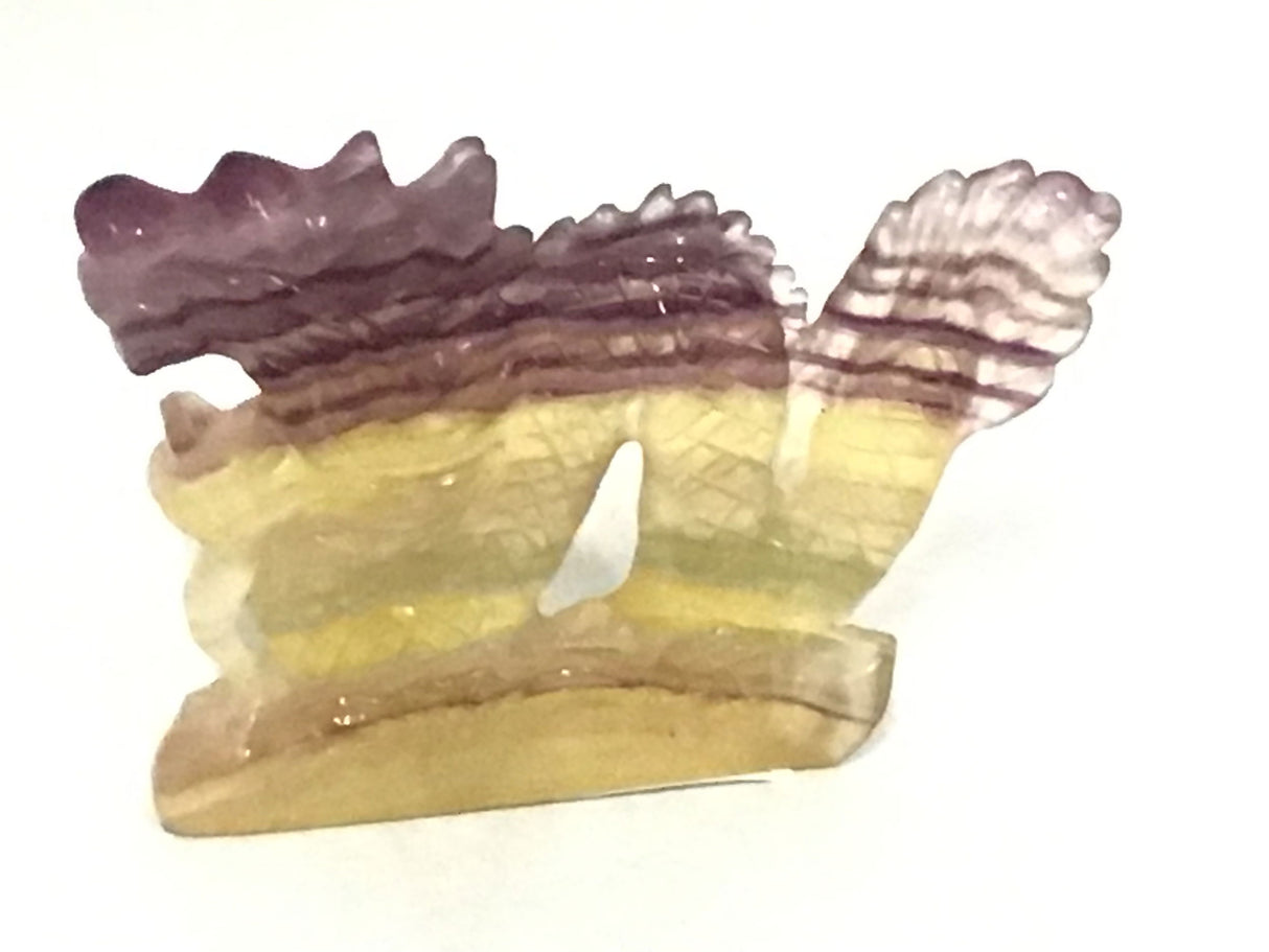 View of Rainbow Fluorite Dragon Carving - Large