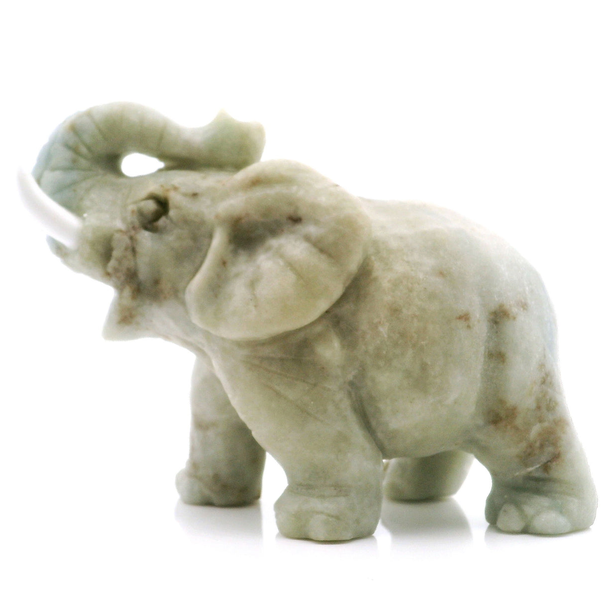 View of Amazonite Elephant Carving with White Tusks