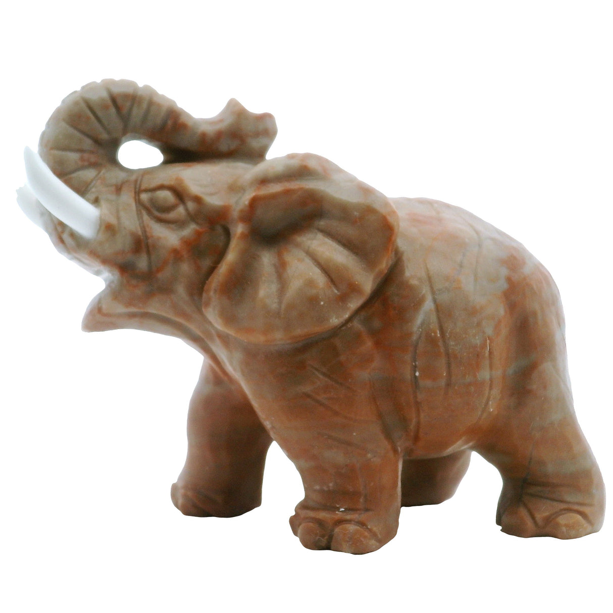 View of Mookaite Elephant Carving with White Tusks