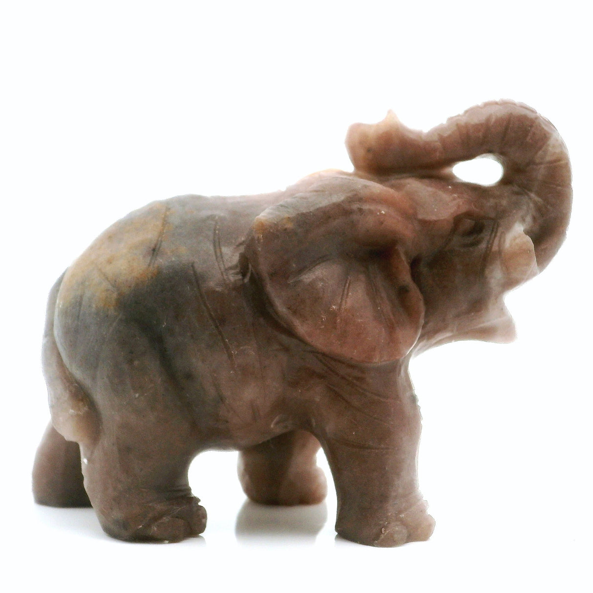 View of Jasper Elephant Carving with White Tusks