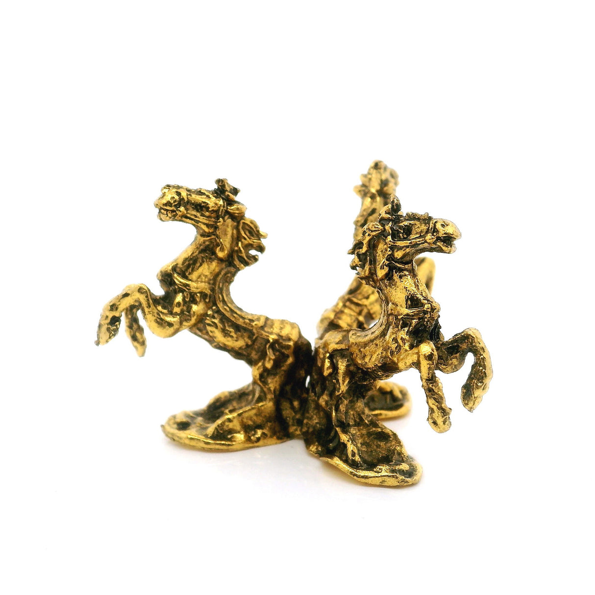 View of Casted Base Metal 3 Horses Sphere Stand - Gold