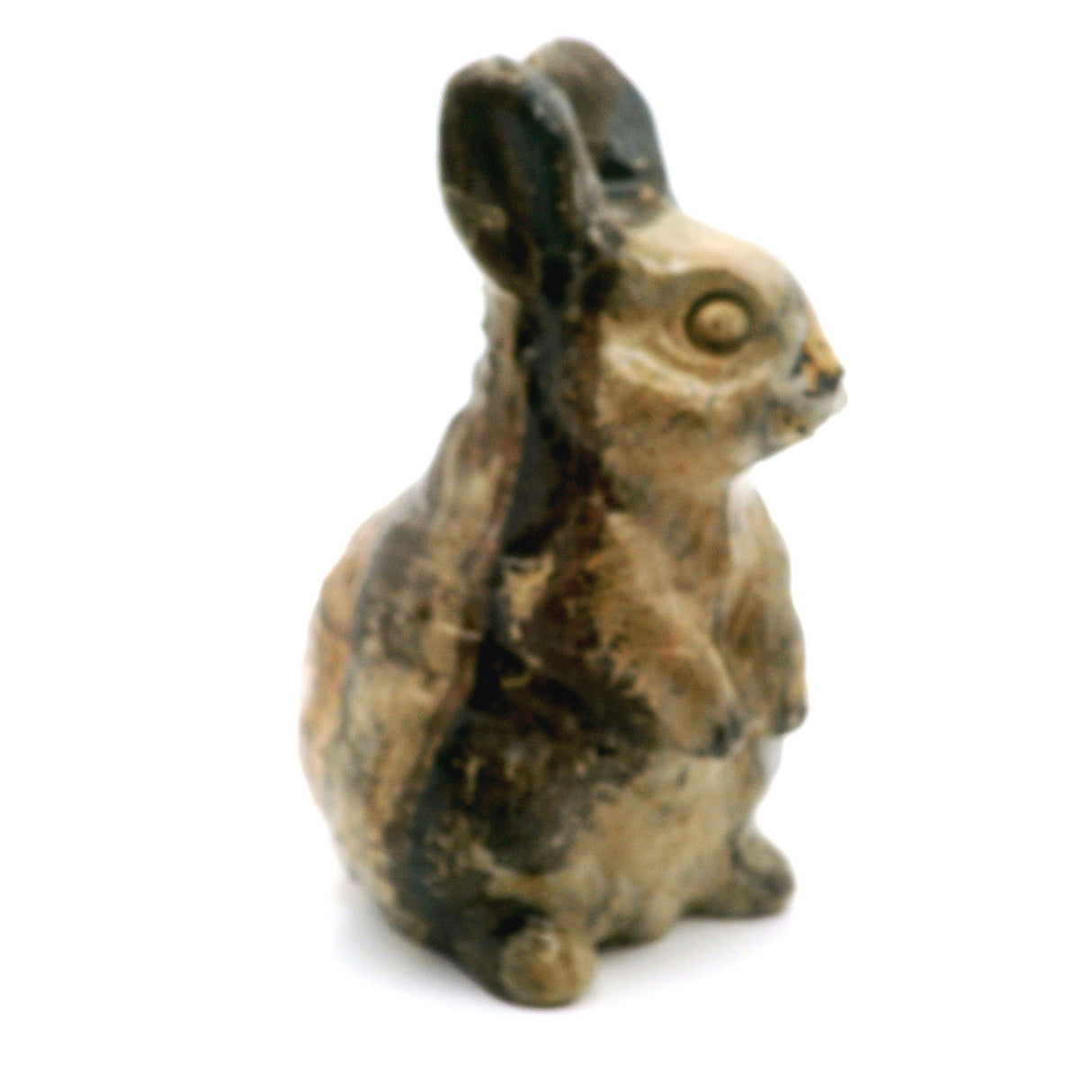 View of Dendritic Jasper Rabbit Carving - Ears Up