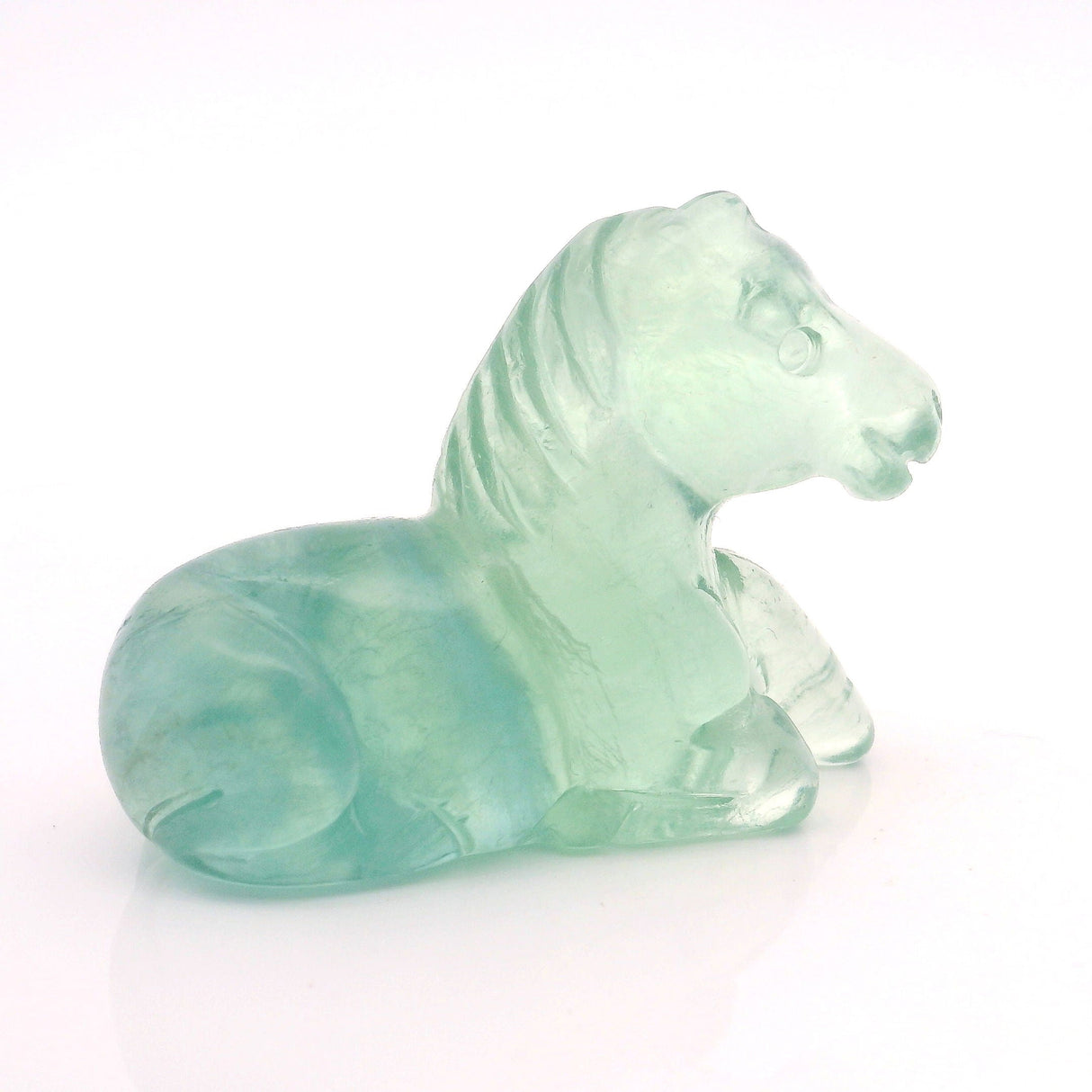 Green Fluorite Horse Carving - Laying Down Posture
