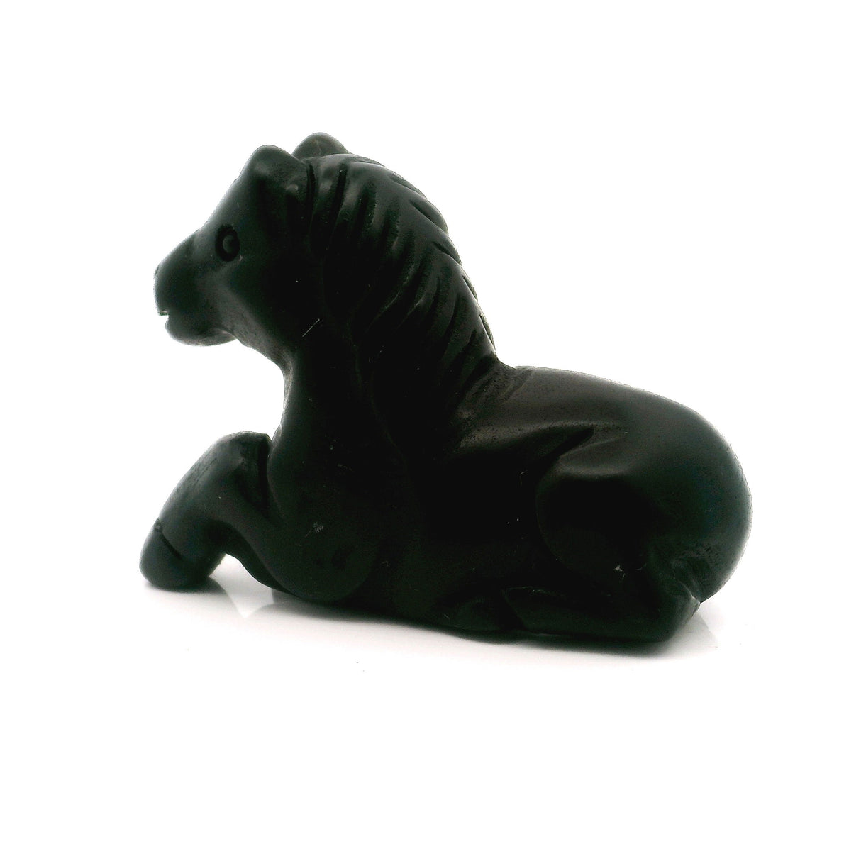View of Shungite Horse Carving - Laying Down Posture