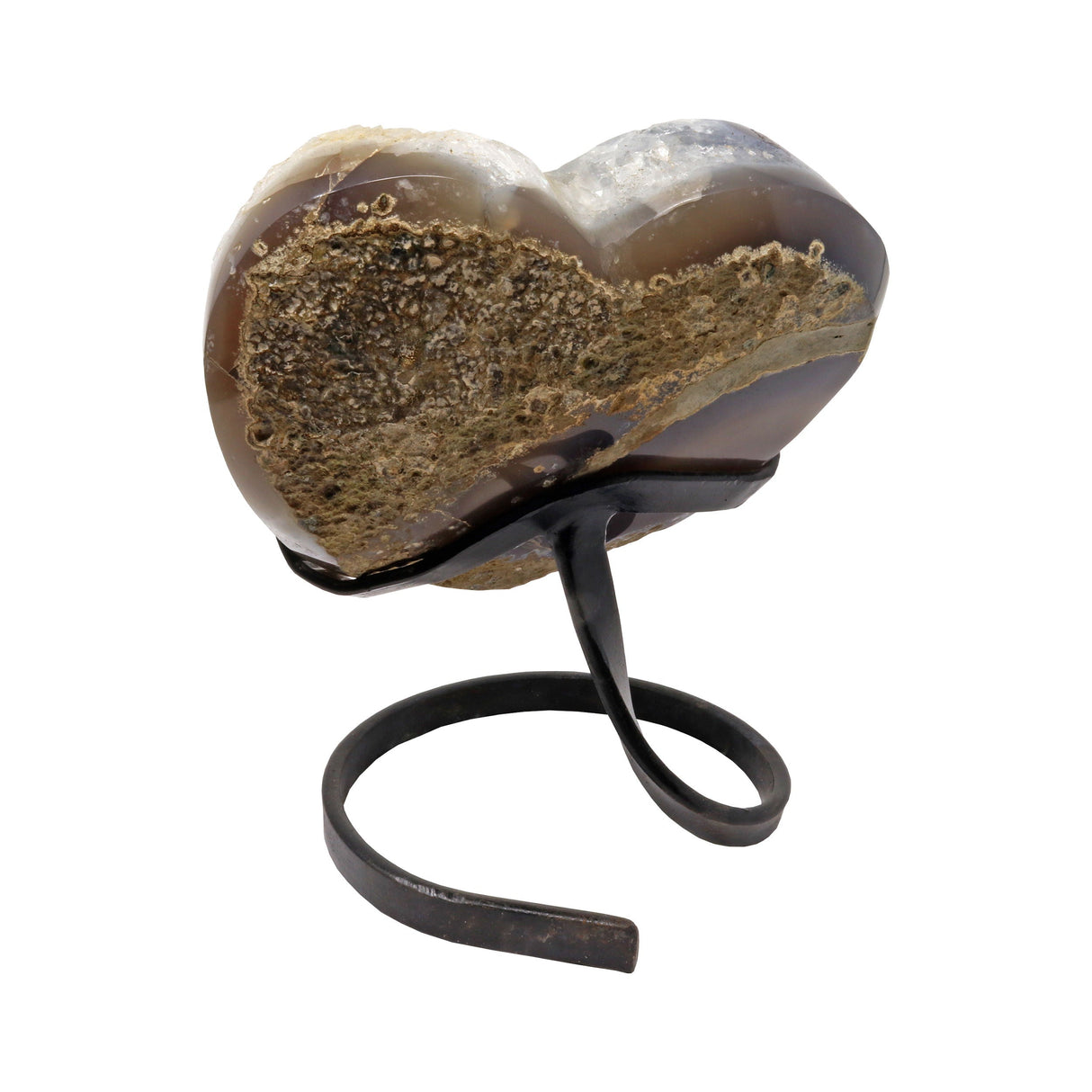 Quartz Druze Heart on a Spiral Fitted Stand