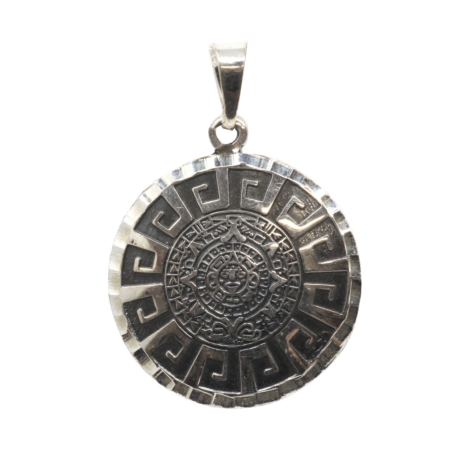 Sterling Silver Pendant - Mayan Inspired Coins