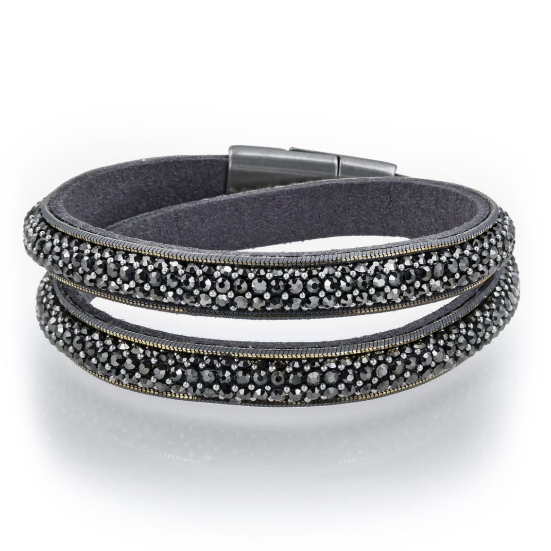 Marcasite Crystals Double Wrap Bracelet with Magnetic Clasp