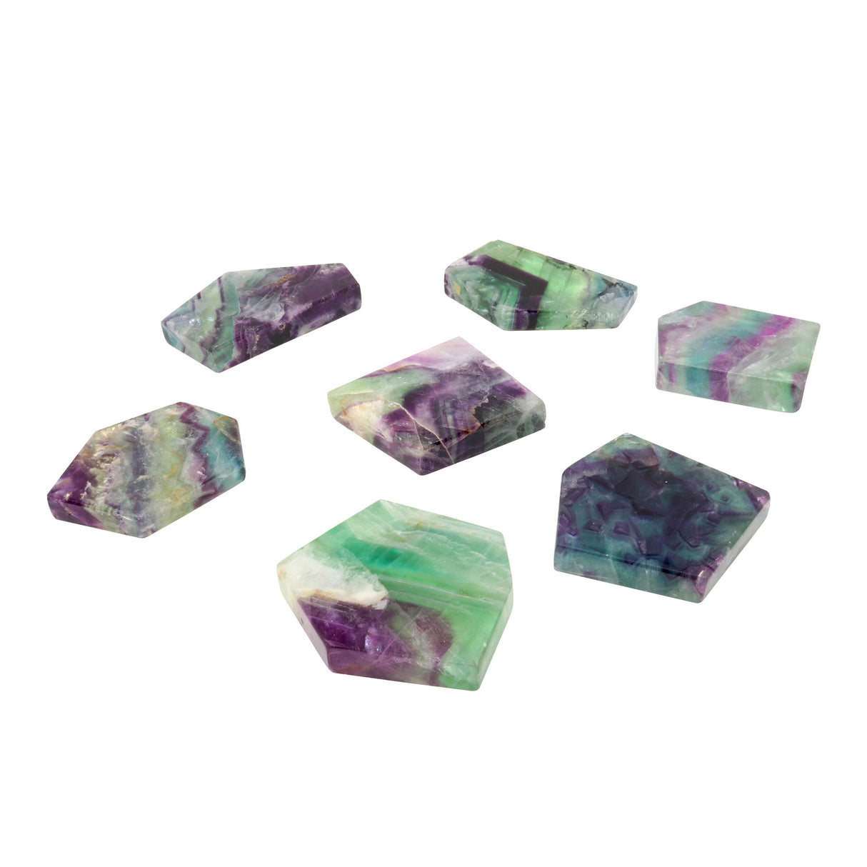 Fluorite Slice Polished Pentagon with Lucite Stand