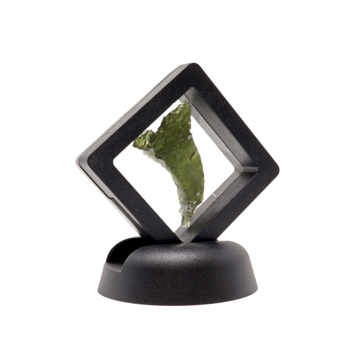 Moldavite Tektite Raw Nugget -Rugged "Sharp Wave" in Gel Case