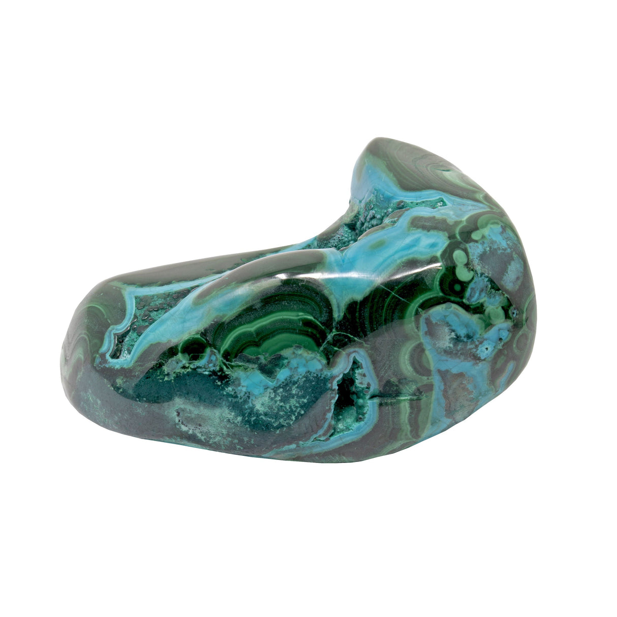 Chrysocolla Malachite Freeform Polished - Open Cavern in the Middle on Lucite Stand