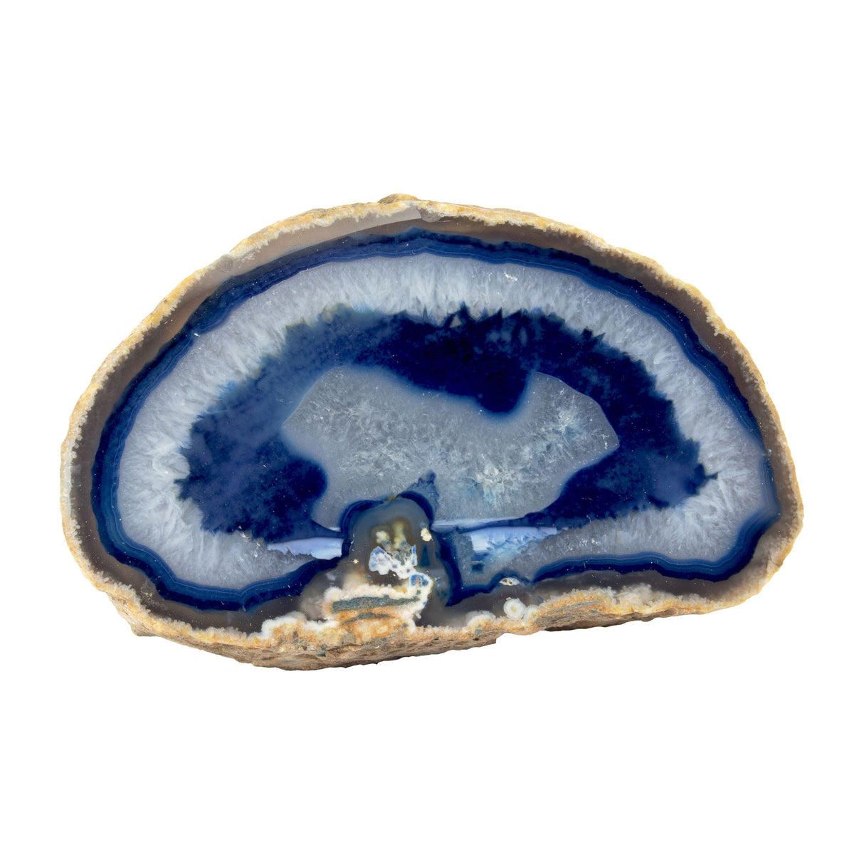 Blue Dyed Agate Slice - Medium with Lucite Prong Stand