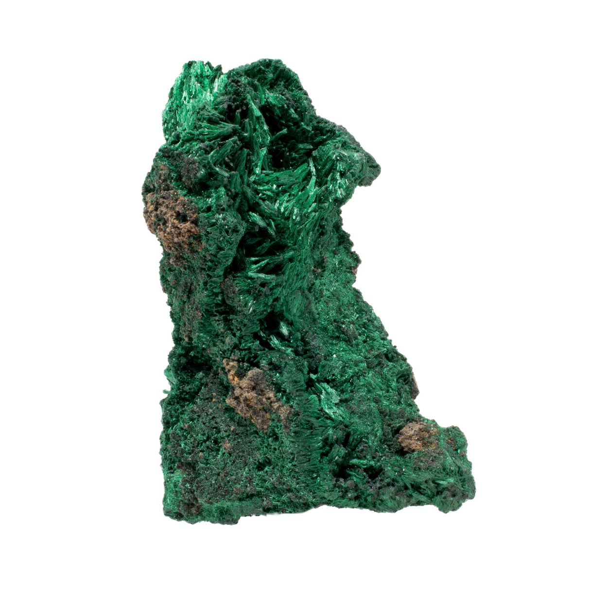 Chatoyant Fibrous Malachite Specimen - Fiberous on Lucite Stand