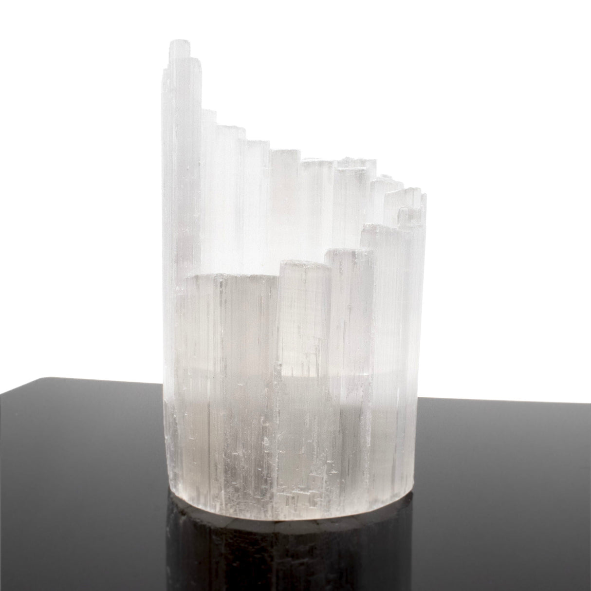 Selenite Candle Holder - Spiral Bars from Morocco