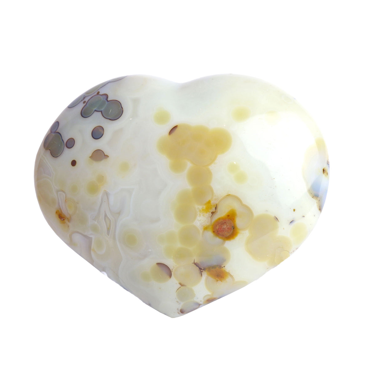 Dendritic Agate Heart with Tubular Spots