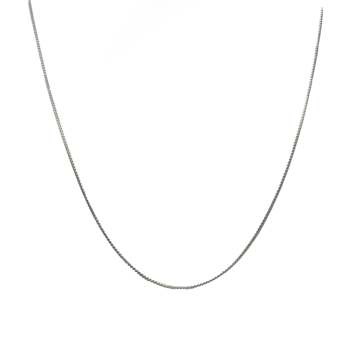 22" Adjustable Round Box Chain Rhodium Plated 060 .8mm