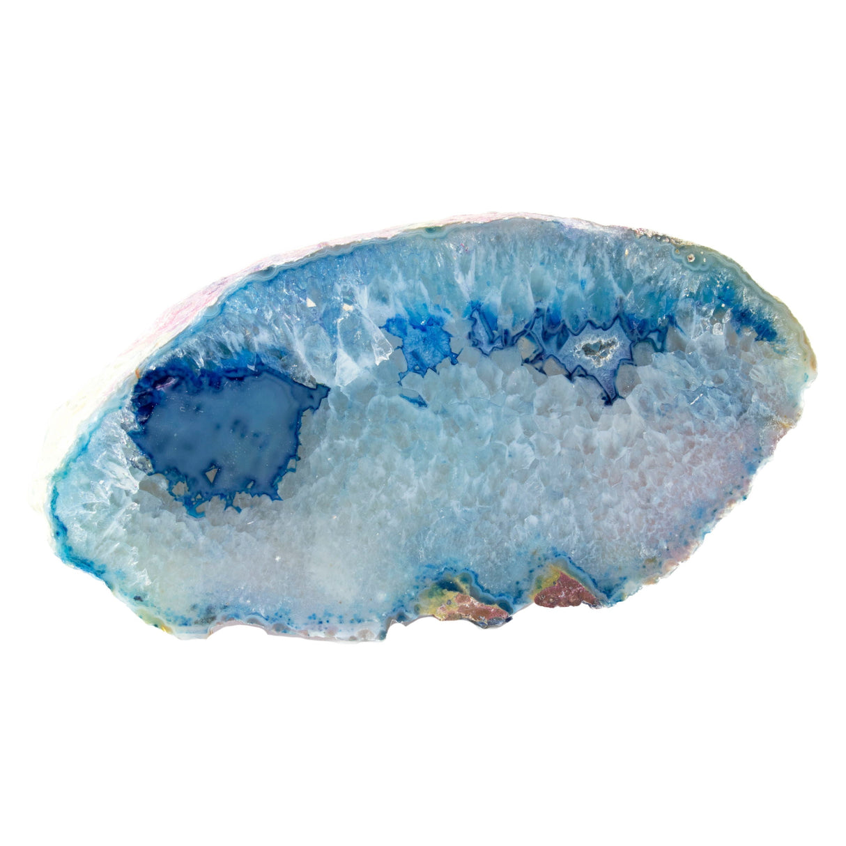 Blue Dyed Agate Slice with Lucite Prong Stand