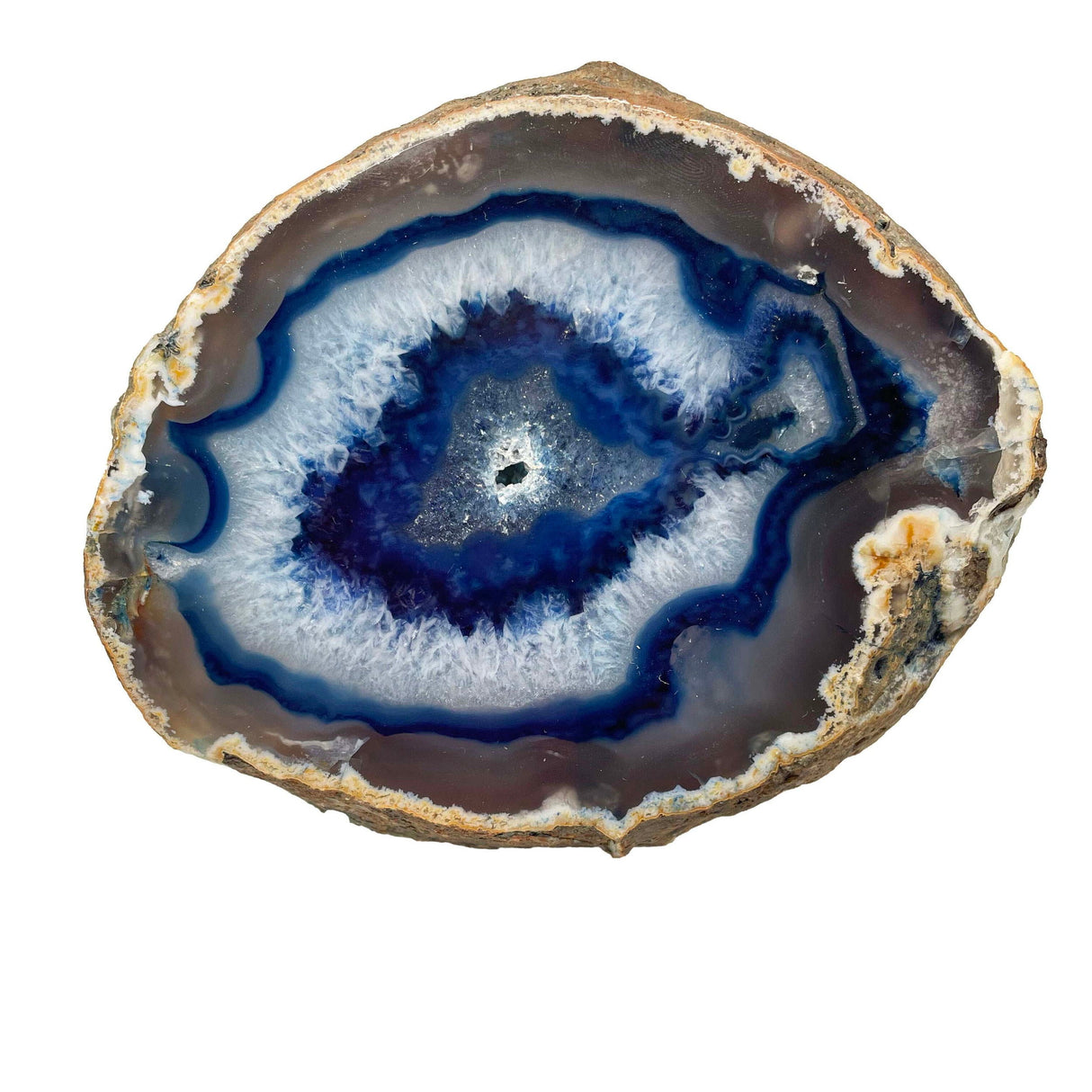 Blue Dyed Agate Slice with Lucite Prong Stand