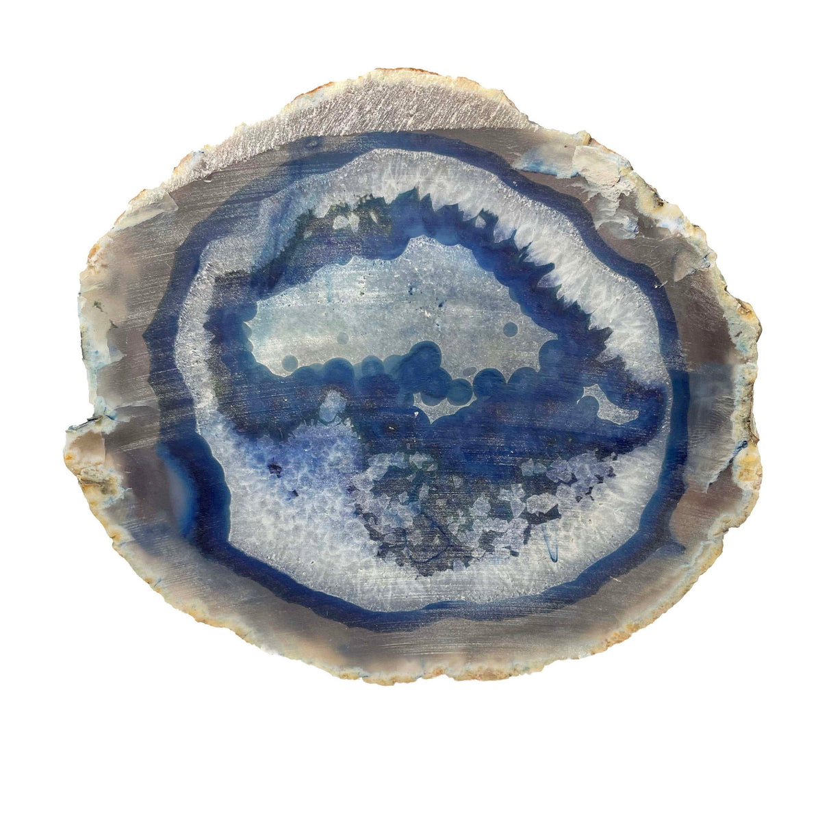 Blue Dyed Agate Slice with Lucite Prong Stand