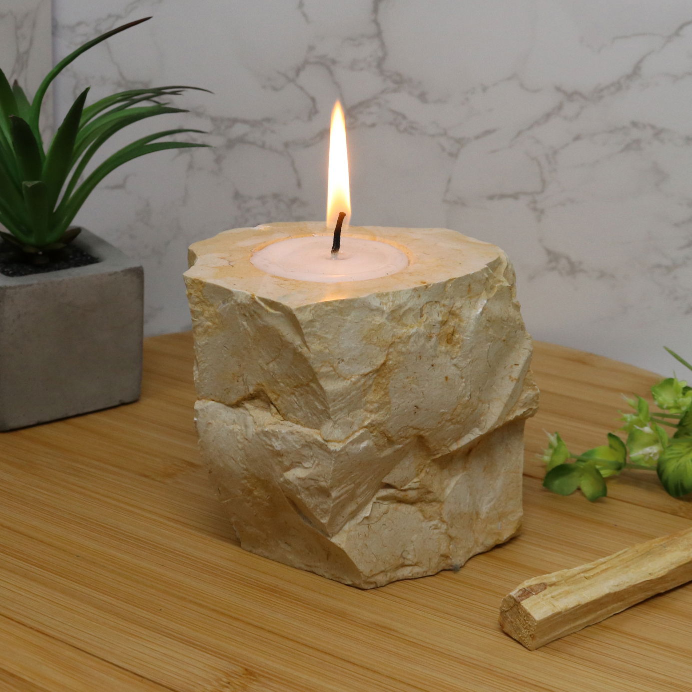 Natural Onyx Candle Holder - Medium