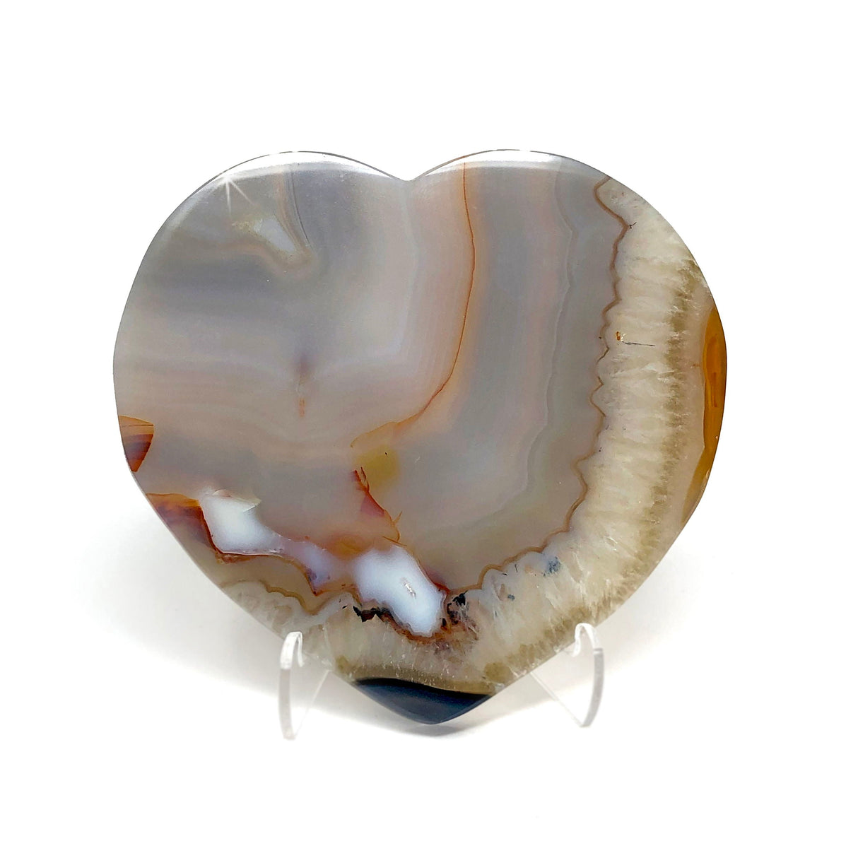 Agate Heart with Curved Agate Banding