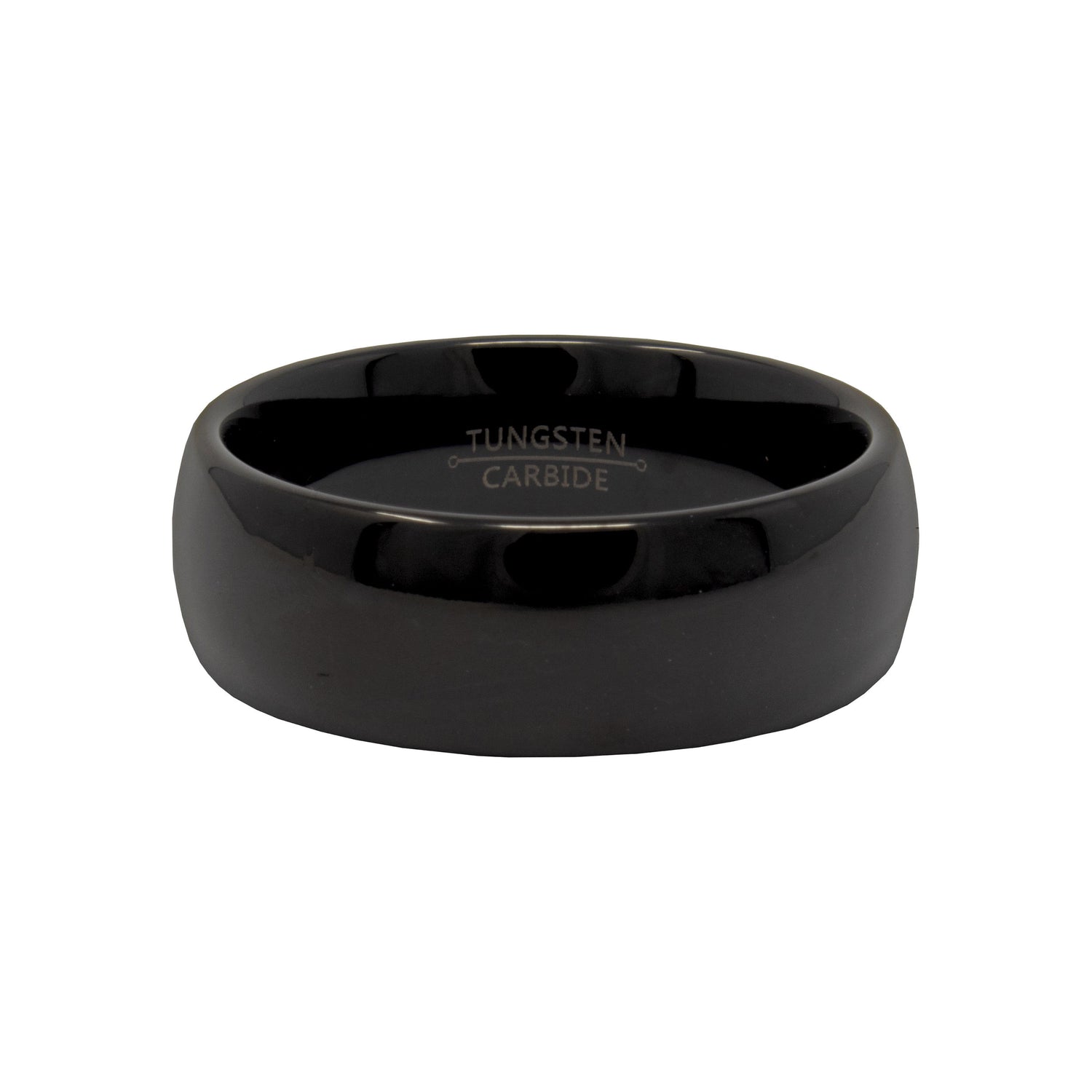 8mm Tungsten Ring - Black High Polish Domed