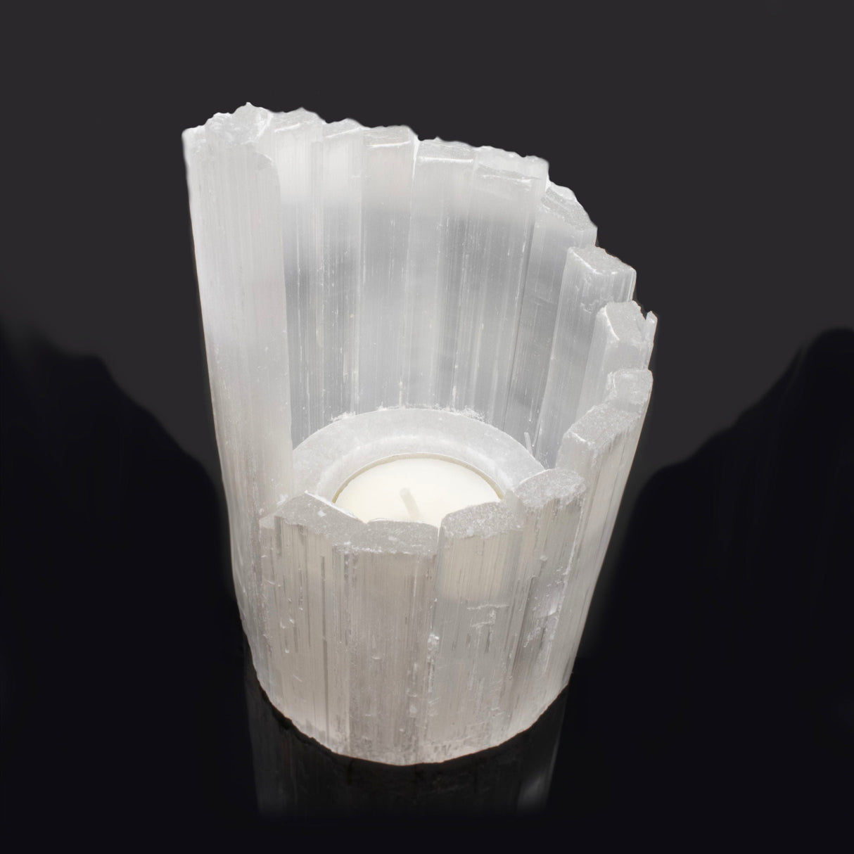 Selenite Candle Holder - Spiral Bars from Morocco