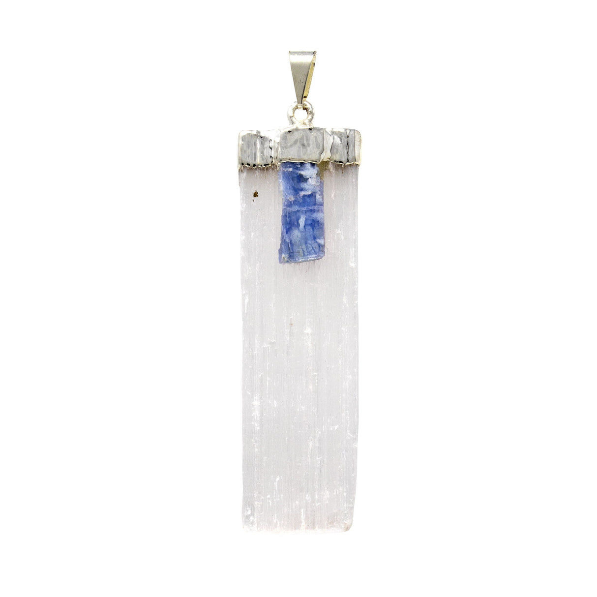 Selenite Pendant with Kyanite