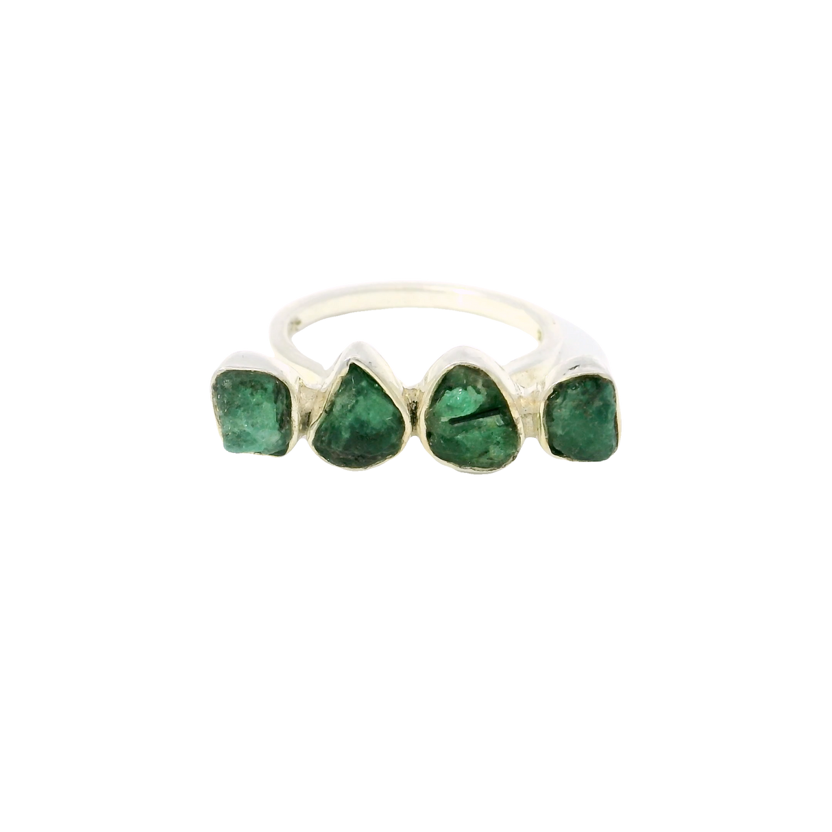 View of Emerald Ring -4 Nuggets East\/west Setting Sz6