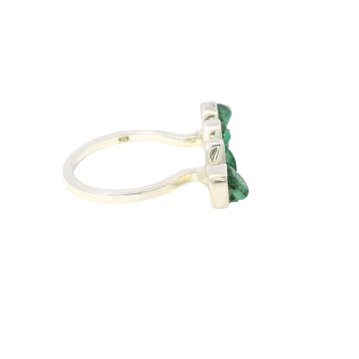 Emerald Ring -4 Nuggets East/west Setting Sz6