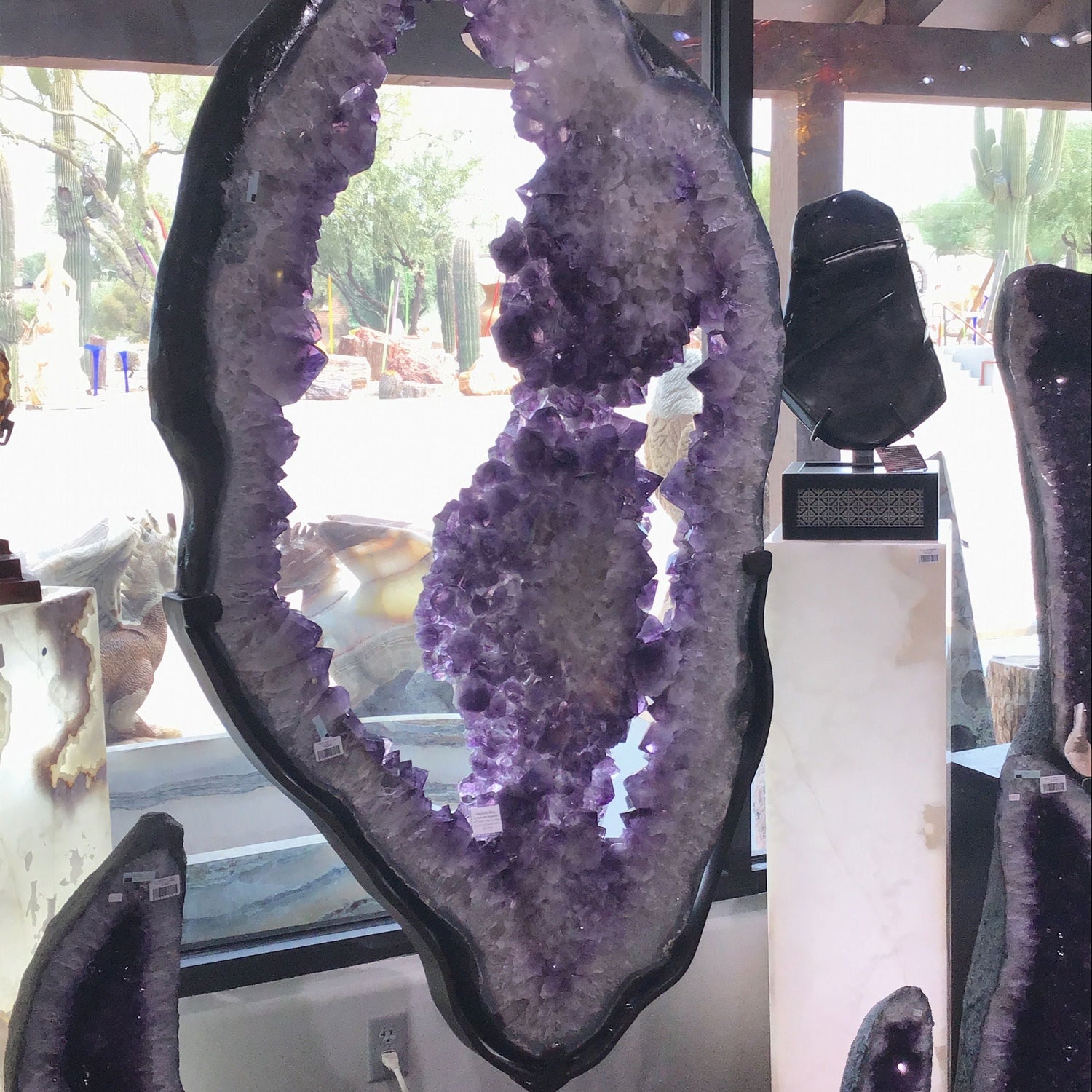 Amethyst Ring On Custom Metal Spinning Stand