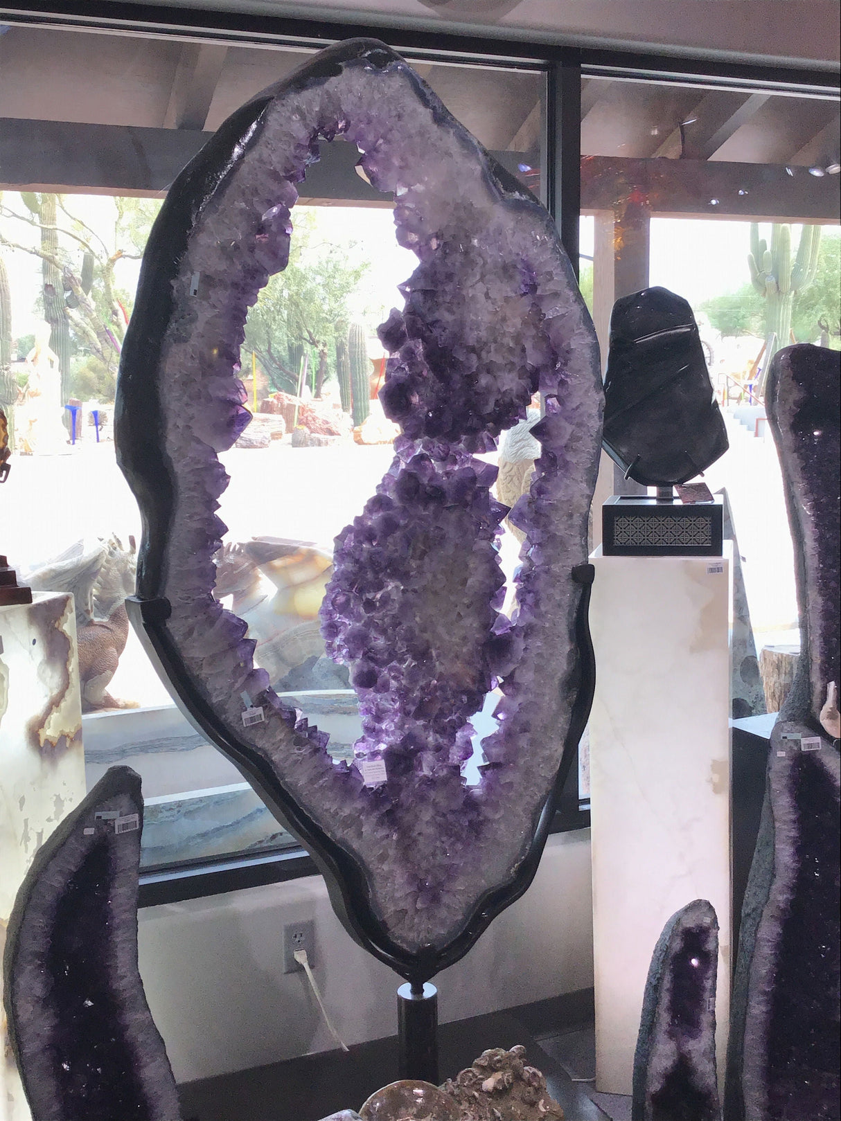 Amethyst Ring On Custom Metal Spinning Stand