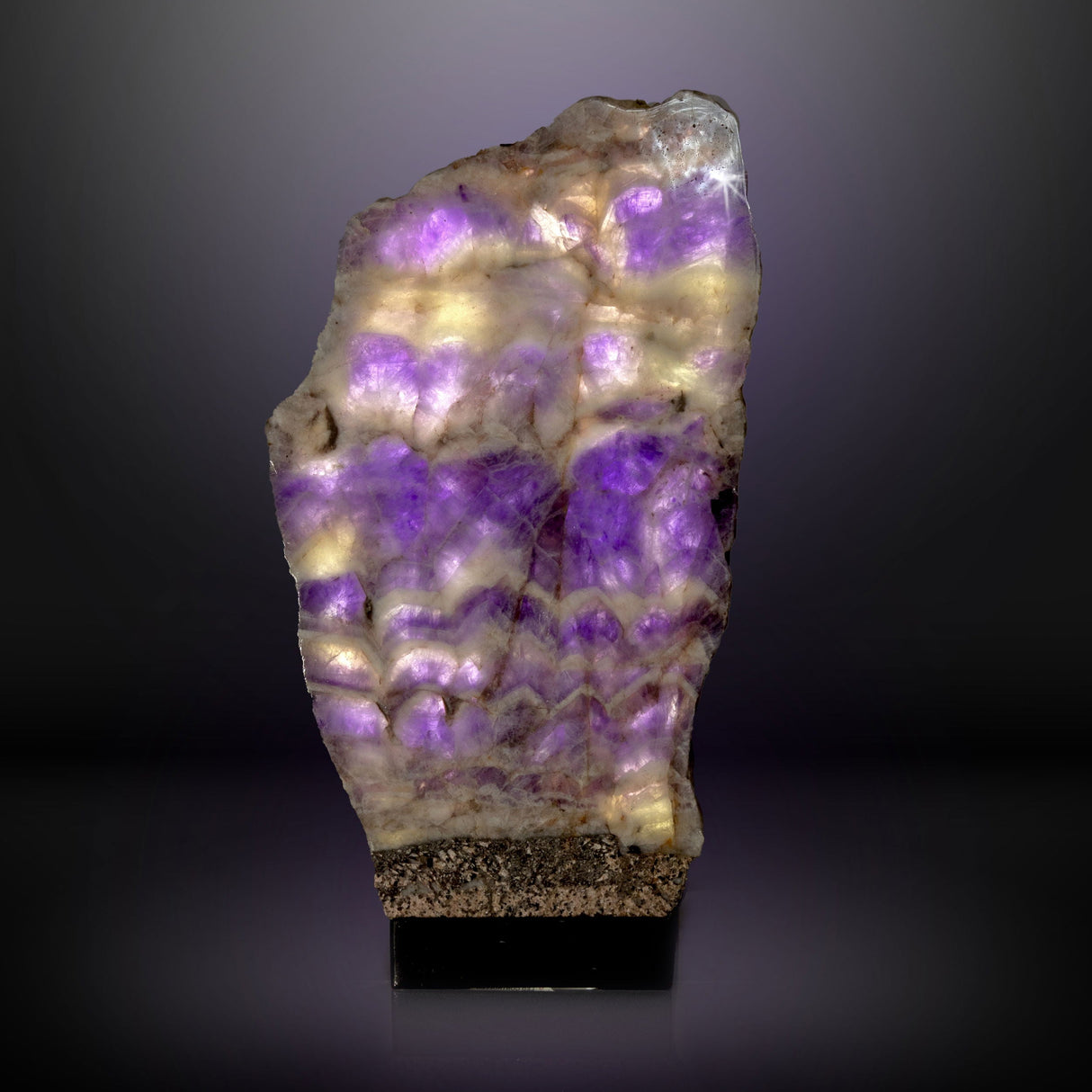 Chevron Amethyst Slice Table Lamp Pair- Horizontal Banding