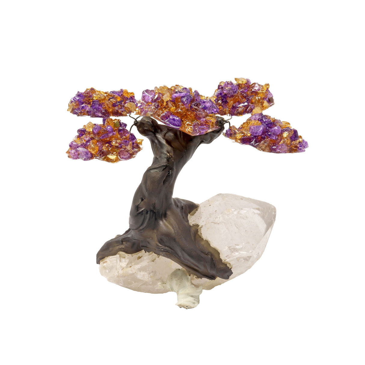 Ametrine Gemstone Tree with Quartz Base
