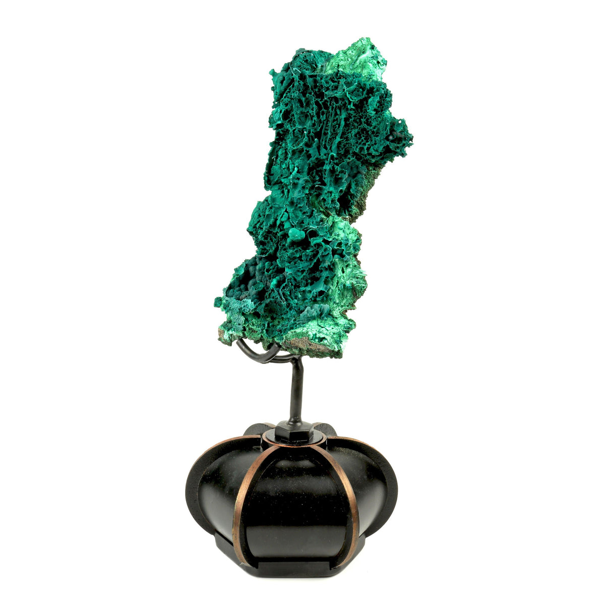 Chrysocolla Malachite Specimen with Porous Formation on Custom Pumpkin Stand
